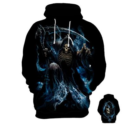 China Blue loose sleeve jacket figure women/men hip hop hoodies anti-shrink skull 3D printing/custom print hoodie men jacket for sale