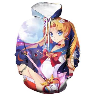 China Custom Anti-wrinkle Anime Sailor Moon Pullover Plus Size Custom Ladies Hoodie Sweatshirts Design 3D Printed Logo Unisex Hoodie for sale