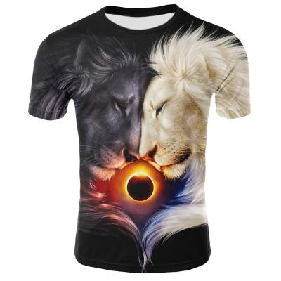 China Anti-Wrinkle Printing Lion T-shirt Art Oversized Boys/Girls Plus Size Wild Animalss Lion T-shirt Women/Men T-shirt for sale