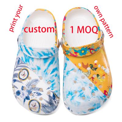 China Anti-Smell Shoes Clogs Kids Eva Custom Charm Summer Garden Charms Cloud Print Clogs for sale