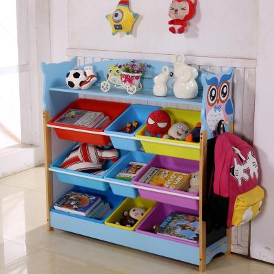 China Durable Eco-friendly Wooden Toy Rack Lovely Kids Cartoon Dirt-resistant Wear-resisting Environmental Friendly Wooden Book, Toy Storage Rack for sale