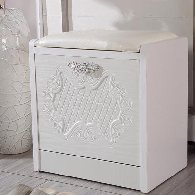 China Eco - Friendly European Style Shoe Storage Cabinet , Shoes Changing Stool With Soft Leather Cushion for sale