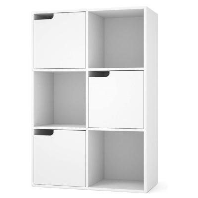 China Demand Cube Bookcase White Shelf Display Rack Wood Organizer Home Office with 3 Doors for sale