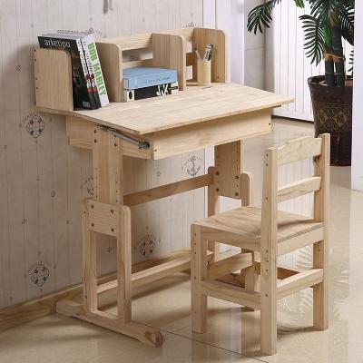 China Solid Wood Assembly Study Table Designs Height Adjustable Kids Desk And Chair for sale