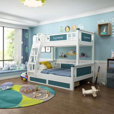 China Modern Double White Kid Bunk Beds Bedroom Furniture Solid Wood Set for sale