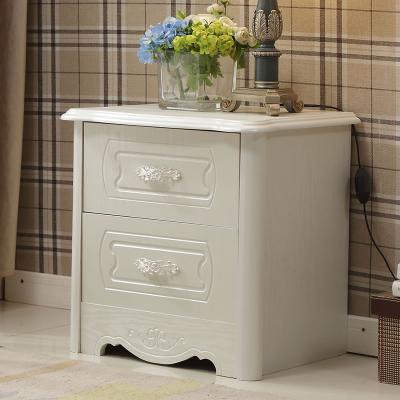 China Eco-friendly European Style Modern Wooden Bedstand White Nightstand With 2 Drawers for sale