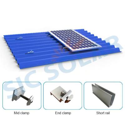 China AL 6005-T5 Metal Roof Bracket Solar Panel PV Racking System Corrugated Railless Roof Rack for sale