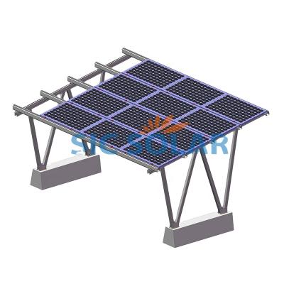 China Highly Pre-assembled Steel Solar Ground Rack PV Module Installation Bracket Aluminum Car Port For Yard for sale