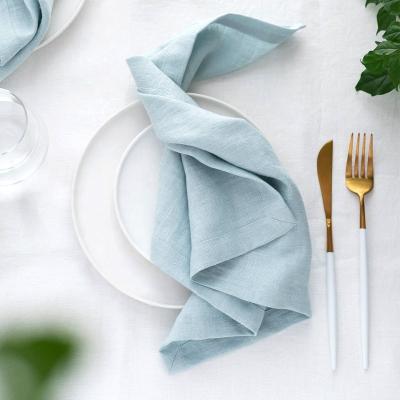 China Wholesale Durable French Stripe Plaid Stone Wash Pure Linen Linen Napkins Bulk Multicolor Wedding Decorate Table Towel Sage Green for sale