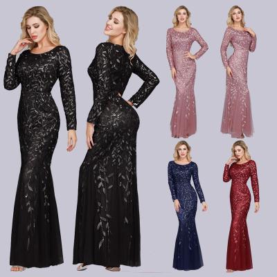 China Viable High Neck Long Sleeve Women's Evening Dress Islamic Muslim Prom Dresses 2022 for sale