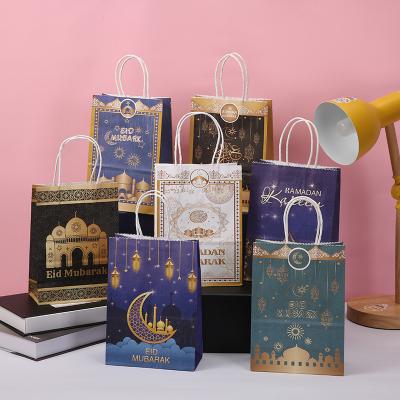 China Business& Shopping Wholesale Disposable Custom Paper Bag Ramadan Decoration Candy Eid Mubarak Gift Bags for sale