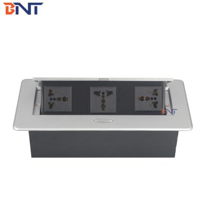 China Modern Zinc Alloy Double Noise Filling Pattern USB Ports Latest Flush Mount Desktop Outlet Box for sale