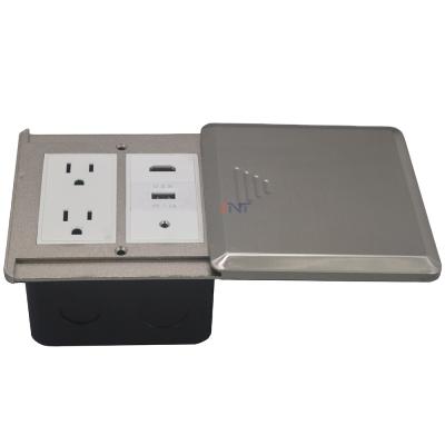 China BNT Commercial Floor Mount Hidden Sound Floor Socket With Sliding Lid For Office Room for sale