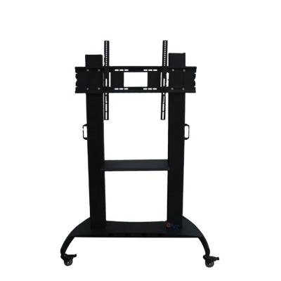 China Aluminum Alloy + Cold Rolled Steel Factory Supply 86 Inch Mobile LCD TV Mobile TV Stand Trolley With Wheels for sale