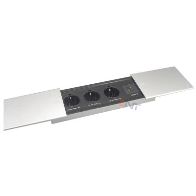 China Commercial Wholesale Factory Sliver Table Sliding Table Socket /sliding Media Desk In Meeting Head Desk for sale