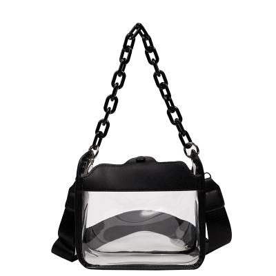 China Other Wholesale Low Price Clear PVC Messenger Bag Customized Fashion High Quality Transparent Chain Shoulder Women Cross - Body Bags for sale