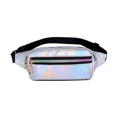 China Water Proof Outdoor Activities Increasing Holographic PU Shiny Laser Fanny Pack Travel Waterproof Waist Bags For Women for sale