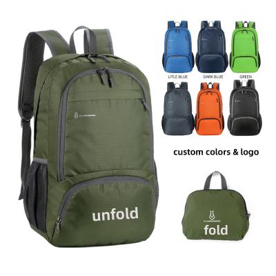 China Custom Logo Foldable Bag Waterproof Big Logo Travel Outdoor Unisex Colorful Expandable Expandable Folding Bag Sports School Backpack Increasing Bag for sale