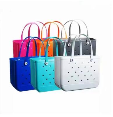 China 38*13*32cm Large Fashion Women Summer Silicone Basket Creative Portable Bag Captity Beach Color Fashion Storage Beach Bags for sale