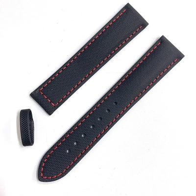 China 18/20/22mm Fashionable Nylon Blend Canvas Leather Watchband For T-issot Mer-master AT150 Interface Flat Watch Band for sale