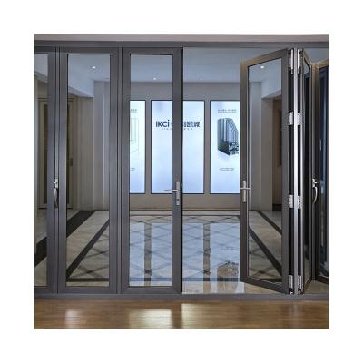 China 68 Safe And Silent Balcony Customized Aluminum Alloy Heat Insulation Broken Glass Partition Bridge Folding Door for sale