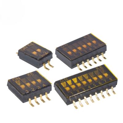 China SMD SMT DIP Switch 1P 2P 3P 4P 5P 6P 8P Snap 1.27mm Pitch DIP Black Inverter Switch KE for sale