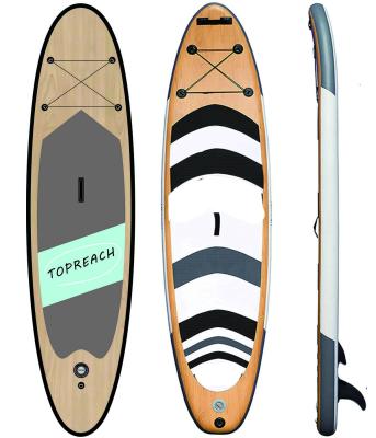 China Unisex PVC Beginner Surfboard Stance Inflatable Standup Water Slate Paddle Board Skidproof Wooden Grain for sale