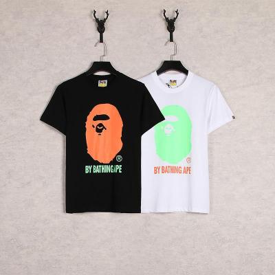 China EL Flashing 2021 Summer New Arrivel Bape T-shirt Youth Cartoon Fluorescent Color T-shirt Men's Casual Short Sleeve Shirts for sale