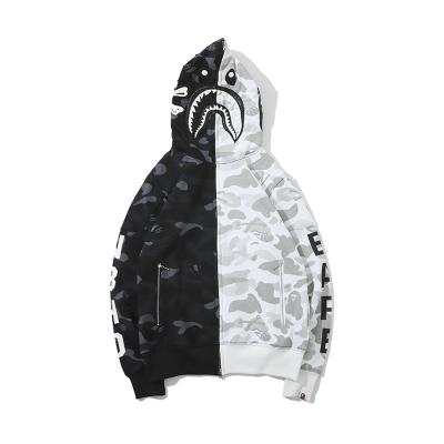 China Waterproof new high quality fashion men's casual hoodies bape shark black and white to camouflage fleece hoodie Glow-in-the-dark for sale