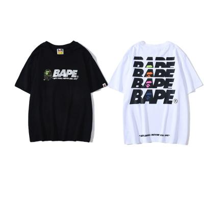 China 2021 Newest Anti-wrinkle T-shirt thoughtful letter BAPE fashion unisex casual style printing couples T-shirt men's shirt cotton tee for sale