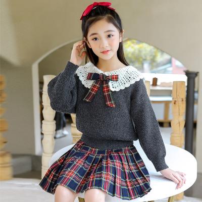 China Wind children's university wear girl dress girl clothes 6-12 years old children girls sweater sets children fall clothing 2021 for sale