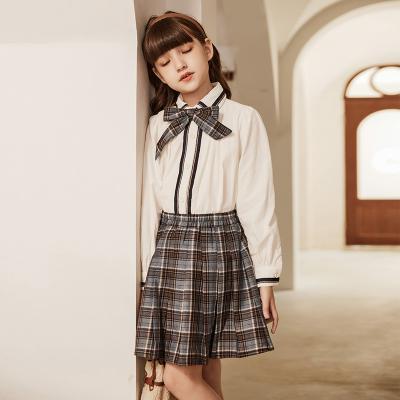 China Japan Style Best Selling 2021 Products In USA Amazon Children's Clothing For Autumn Children Long Sleeve Shirt And Plaid Skirt Suit Girl Uniforms for sale