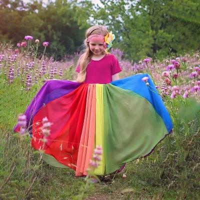 China Princess skirt new autumn winter children dress long sleeve round collar rainbow nc princess dress girl color dress for sale