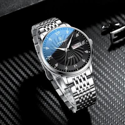 China New Auto Date Watch For Men Top Luxury Brand Men's Stainless Steel Watch Quartz Date Calendar Business Waterproof Luminous Clock for sale