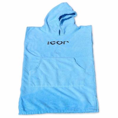 China Wholesale 100% Cotton Surf Poncho Soft Touch Towel Poncho Towel Robe Light and Dark Blue Unisex For All Ages for sale