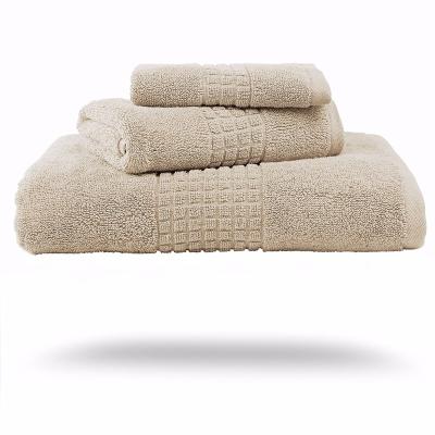 China Jacquard Weave Design 100% Cotton 3-Piece Luxury Embossed Luxury Turkish Towel Set QUICK DRY for sale