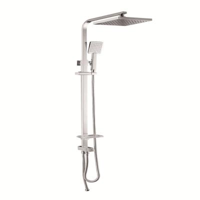 China Brass Square Shower Column With 150cm Stainless Steel Shower Hose for sale