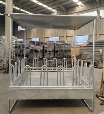 China Heavy Duty Stainless Square Horse Bale Hay Feeder Rack with Roof for sale