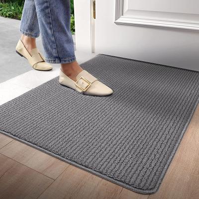 China New Solid Color Polyester Microfiber Loop Door Mat Washable Blanket Super Absorbent Shaggy Custom Welcome Striped Door Mats For Home for sale