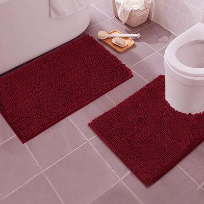 China Durable Super Soft Bathroom Microfiber Bath Mats 2 Piece Cover Set Anti-Slip Toilet Floor Mats for sale