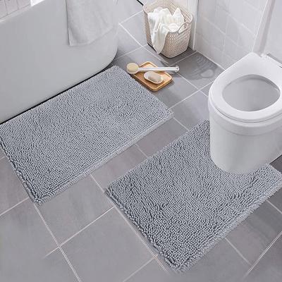 China New Sustainable 2 Piece Wholesale Custom Printed Soft Polyester Anti Slip Bathroom Cover Set Bath Mat for sale