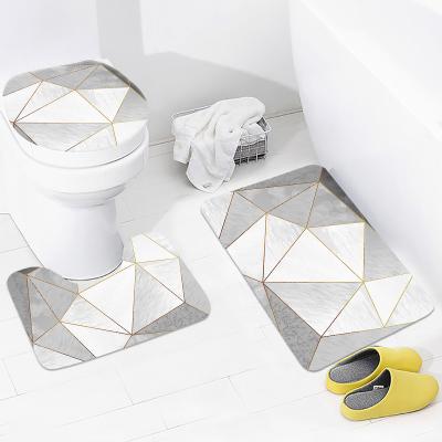 China Sustainable Digital Customized Bath Mats Toilet Bath Rugs Shower Bathroom Products Printed With Anti-Slip Design Water Absorption 3 Pieces for sale