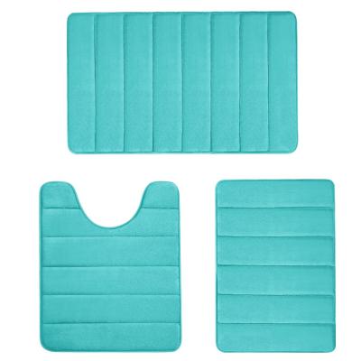 China Sustainable Customized Memory Foam Bath Mat 3 Pieces Non Slip Bath Mat Solid Color for sale