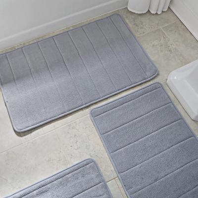 China Memory Foam Bath Mat Non Slip Bath Mat Solid Color Soft Sustainable Customized Bathroom Cover Set for sale