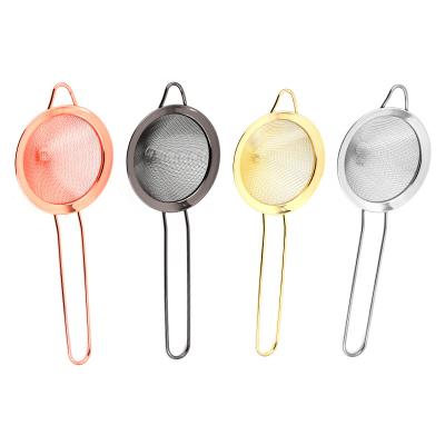 China Viable Wholesale Stainless Steel Fine Sieve Filter With Handle Bar Tool Professional Rose Gold Conical Mesh Cocktail Strainer for sale