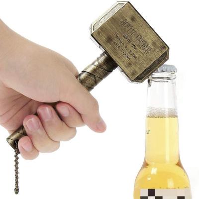 China Party Beer Bottle Opener Magnetic Creative Keychain Pendant, Vintage Viking Thor Hammer Multifunctional Fridge Magnetic Bottle Opener for sale