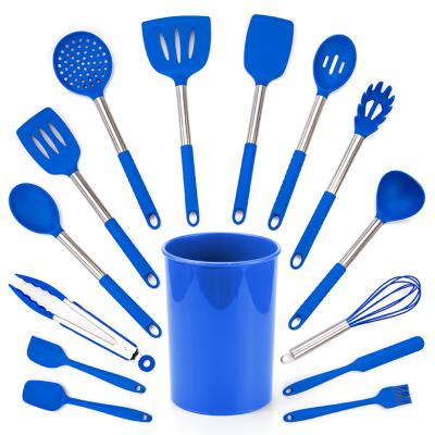 China Viable Different Kinds Silicone Cooking Tools Kitchenware Kitchenware Spatula Stainless Steel Handle Pocket Silicone Cookware Set for sale