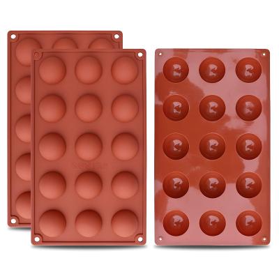 China Round Shape Viable Silicone Sphere Half Ball Brown Molds Diy Baking Dessert Decorating Hot Chocolate Bomb Silicone Cake Chocolate Mold for sale