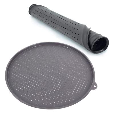 China Cheap Viable 13 Inch Round Heat Resistant Pizza Baking Pan With Holes Non Stick Baking Mats Thick Perforated Silicone Pizza Pan for sale