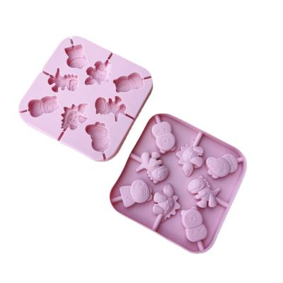 China Amazon Hot Selling Luxury 6 Cavities Luxury Silicone Viable Baking DIY Tool Chocolate Candy Lollipop Mold Candy Gummy Cheese Sticks Mold for sale